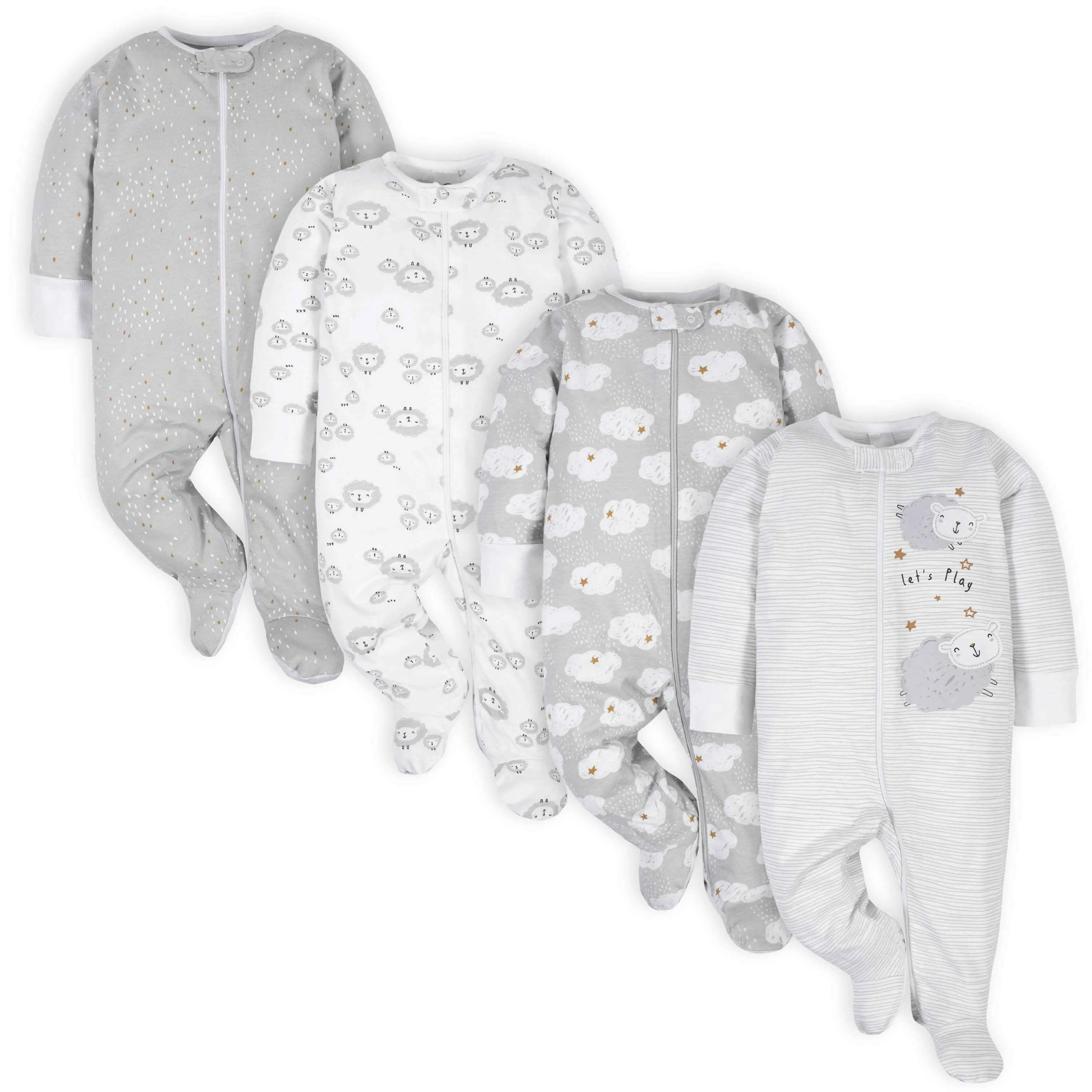 18-Piece Baby Neutral Sheep and Clouds Sleep 'N Play, Onesies® Bodysuit, and Burpcloth Set