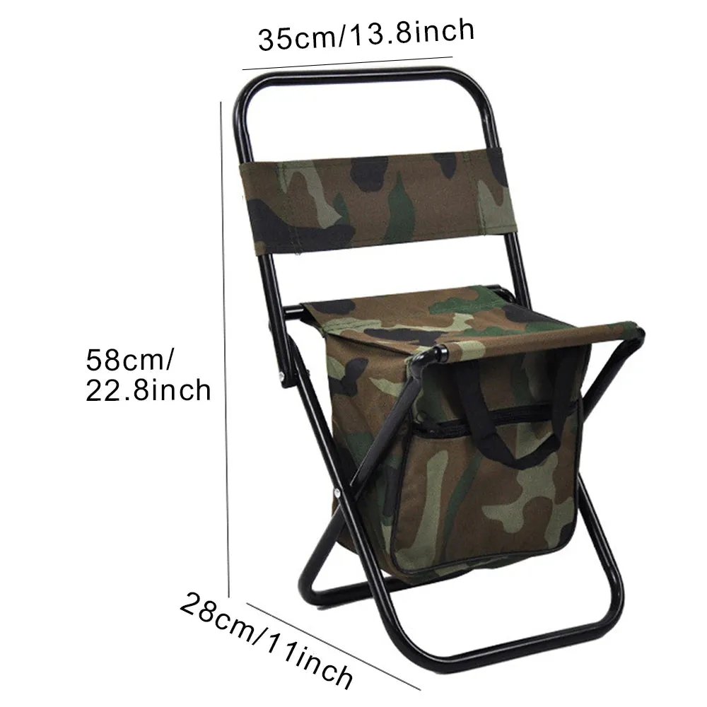 1pc Outdoor Fishing Chair with Storage Bag Outdoor Folding Portable Beach Chair Camouflage Back Chair Lightweight Waterproof