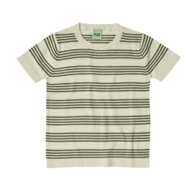 24S-124-STRIPED T-SHIRT-Ecru/Olive