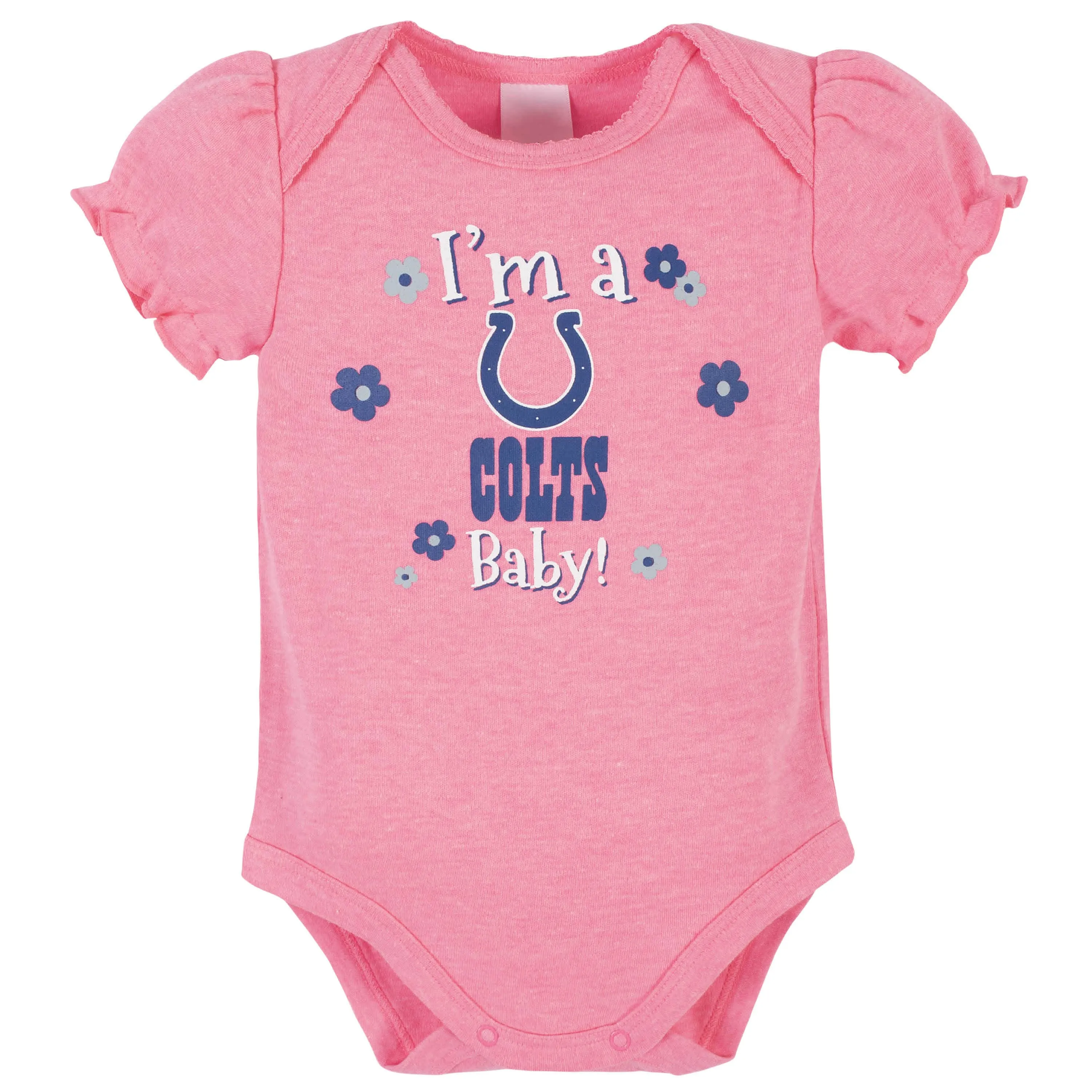 3-Pack Baby Girls Colts Short Sleeve Bodysuits