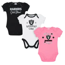 3-Pack Baby Girls Las Vegas Raiders Raiders Short Sleeve Bodysuits