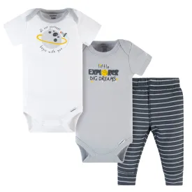 3-Piece Baby Boys Blast Off Short Sleeve Onesies® Bodysuits & Pants Set