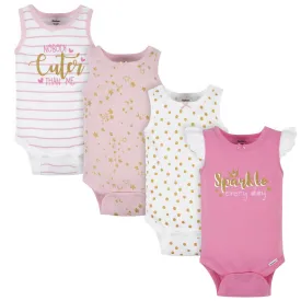 4-Pack Baby Girls Sparkle Tank Onesies® Bodysuits