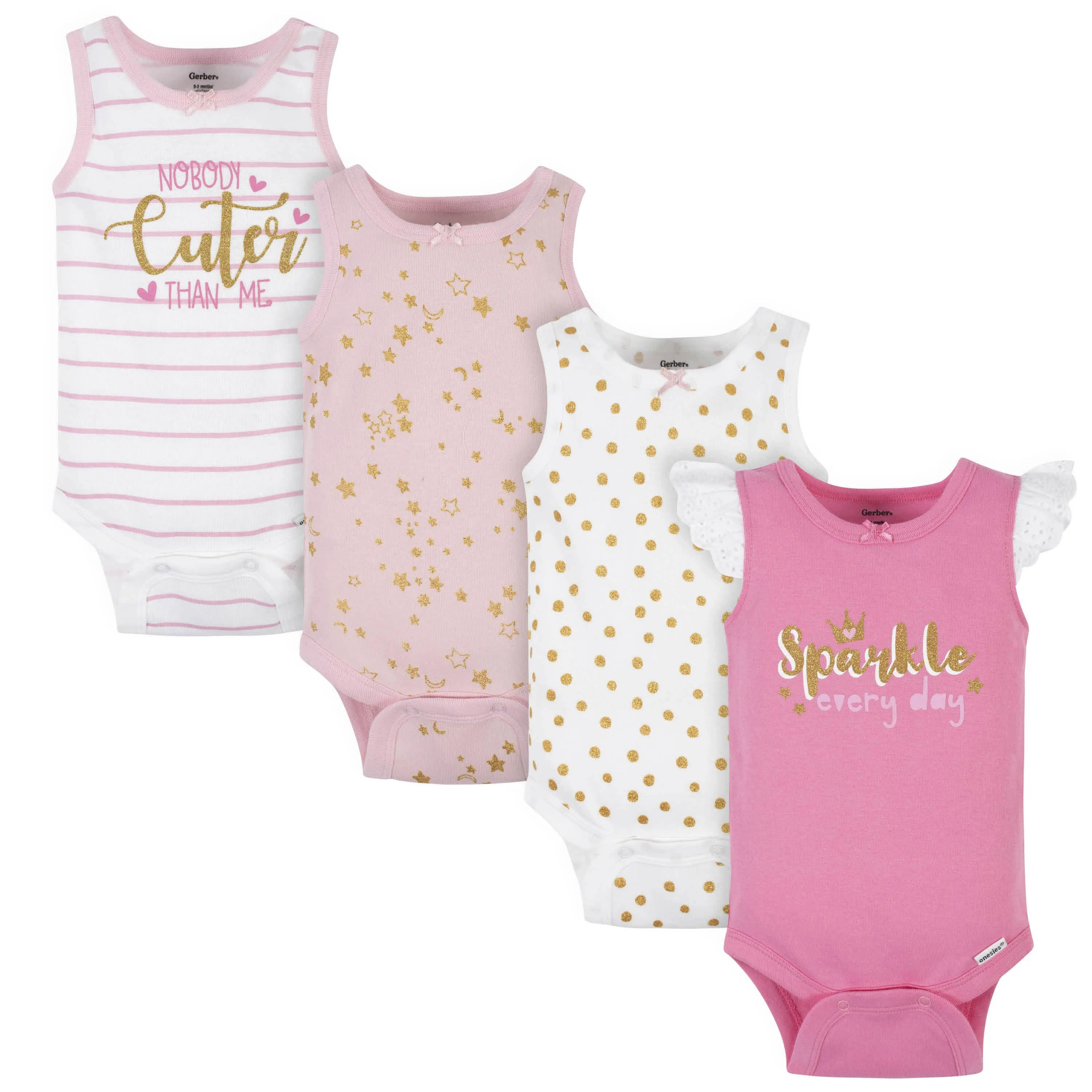 4-Pack Baby Girls Sparkle Tank Onesies® Bodysuits