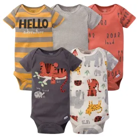 5-Pack Baby Boys Safari Short Sleeve Onesies® Bodysuits