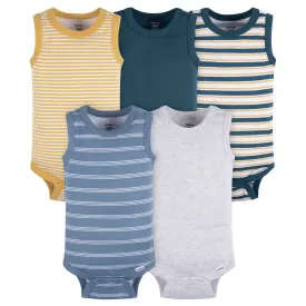 5-Pack Baby Boys Stripes Sleeveless Onesies® Bodysuits