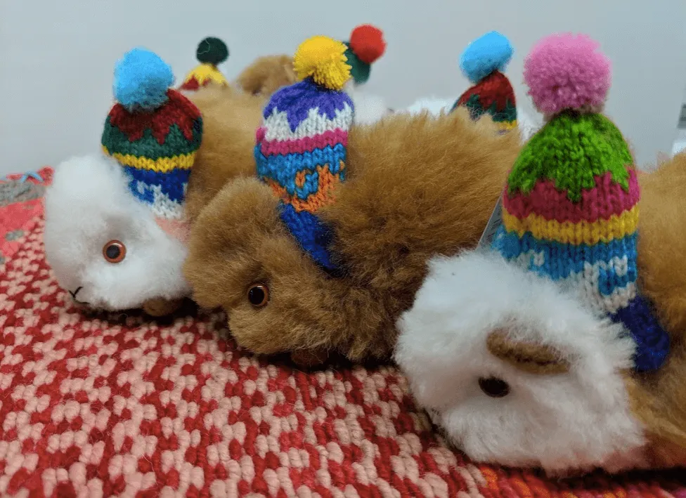 Alpaca Stuffed Animal Guinea Pig with Knitted Hat