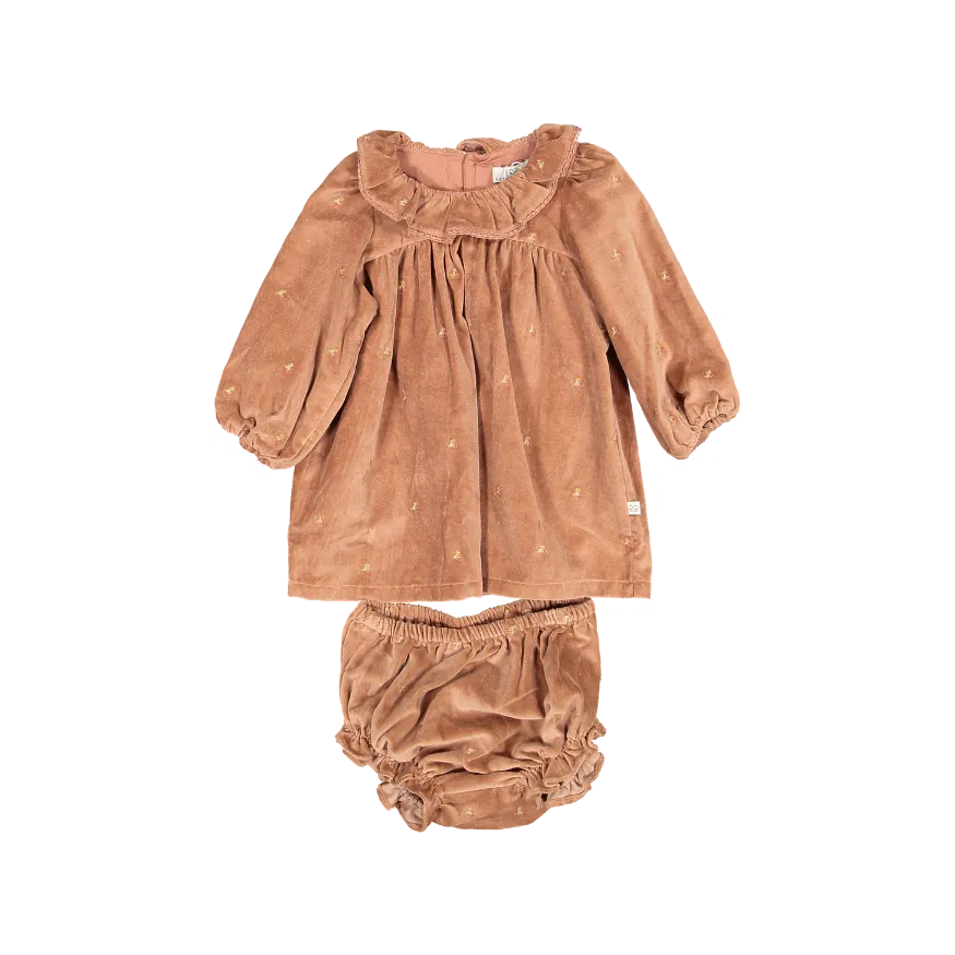 BABY BELLE DRESS/BLOOMER SET-VELVET Blush W/ Embroidey