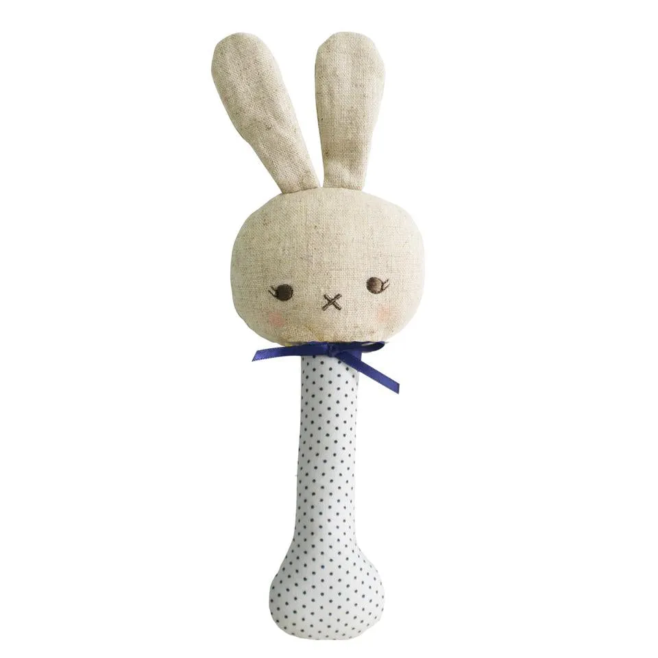 BABY BUNNY STICK RATTLE NAVY