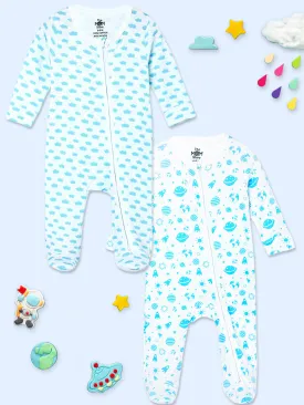 Baby Zipper Romper Combo Of 2: Happy Cloud-Out Of World