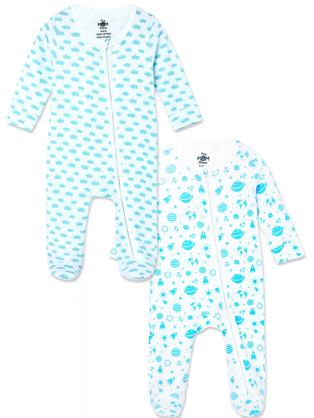 Baby Zipper Romper Combo Of 2: Happy Cloud-Out Of World