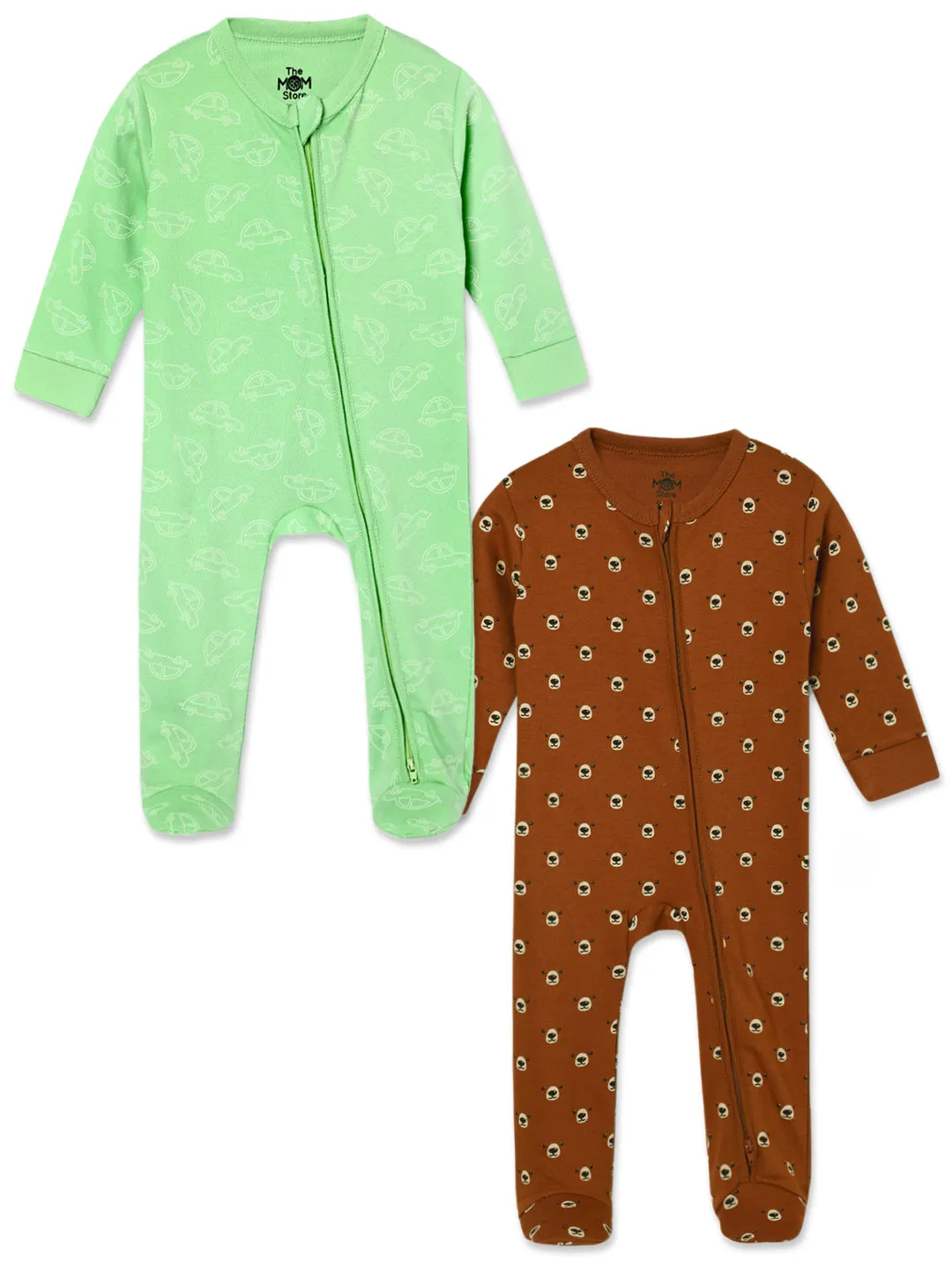 Baby Zipper Romper Combo Of 2: Vroom Vroom-Beary Best