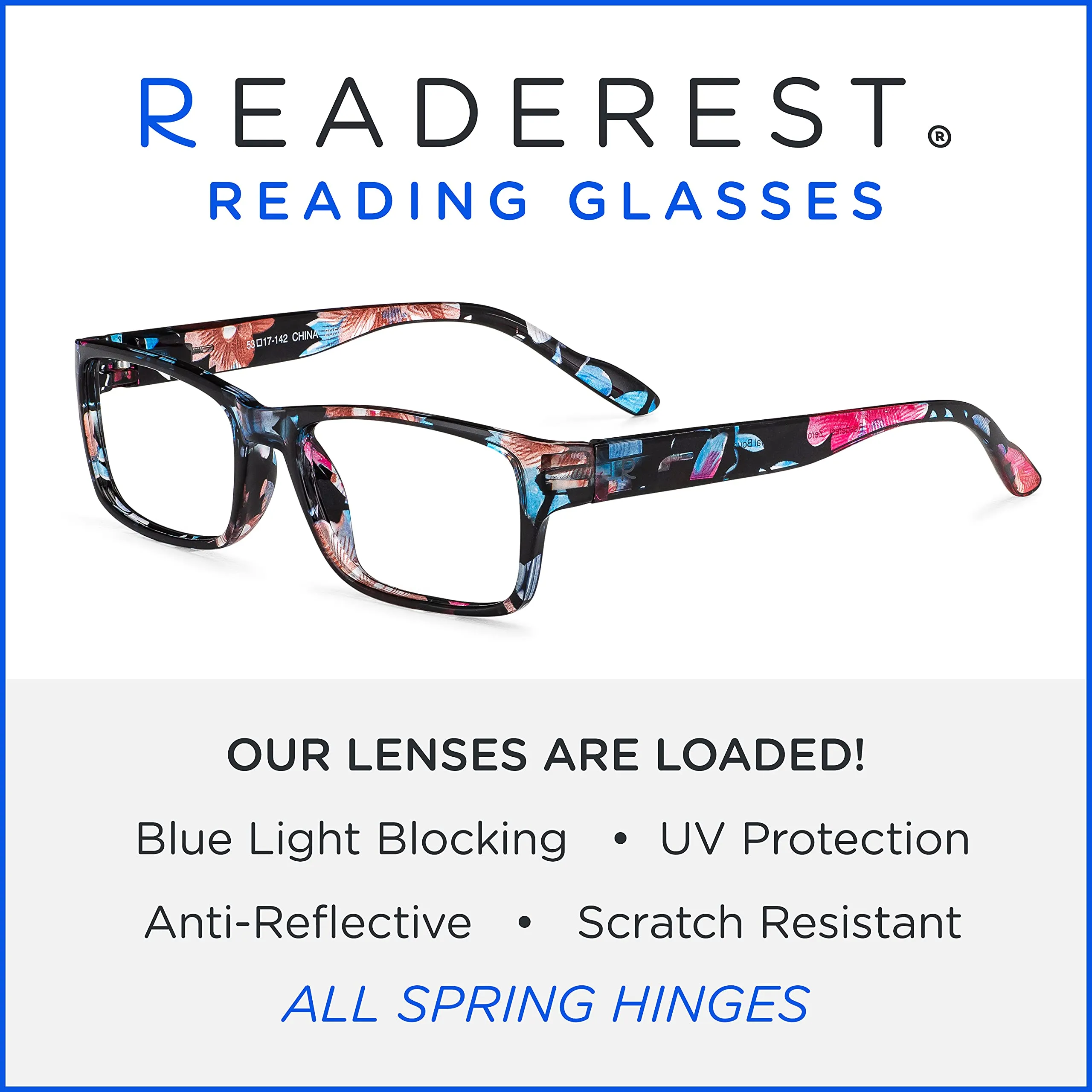 Blue-Light-Blocking-Reading-Glasses-Floral-1-75-Magnification Anti Glare