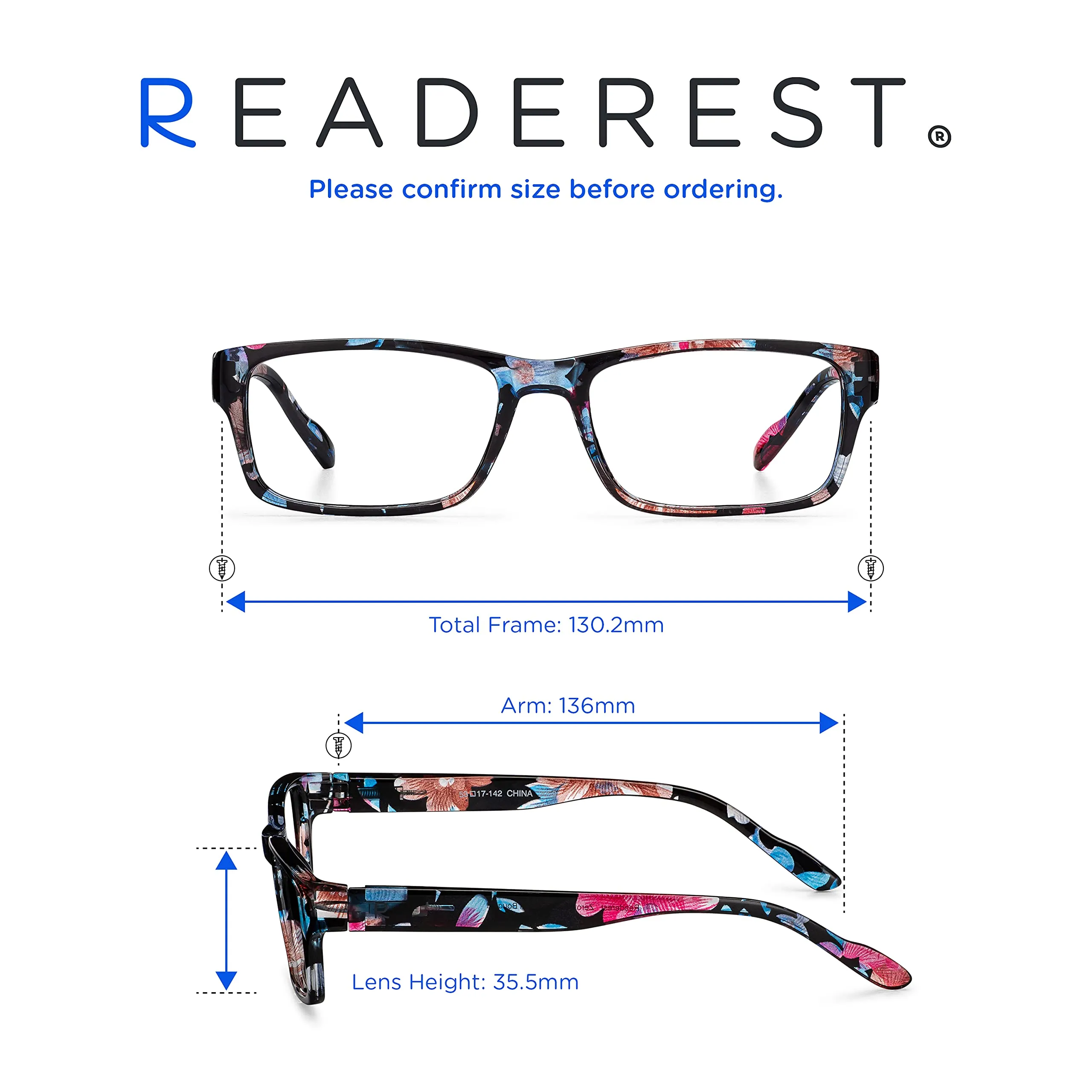 Blue-Light-Blocking-Reading-Glasses-Floral-1-75-Magnification Anti Glare