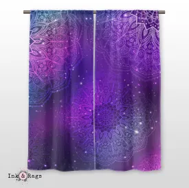 Boho Purple Pink Teal and Blue Mandala Curtains