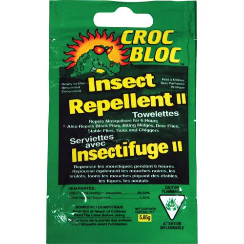 CROC BLOC INSECT REPELLENT TOWELETTES - 28.5% DEET 50/BOX