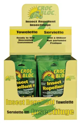 CROC BLOC INSECT REPELLENT TOWELETTES - 28.5% DEET 50/BOX