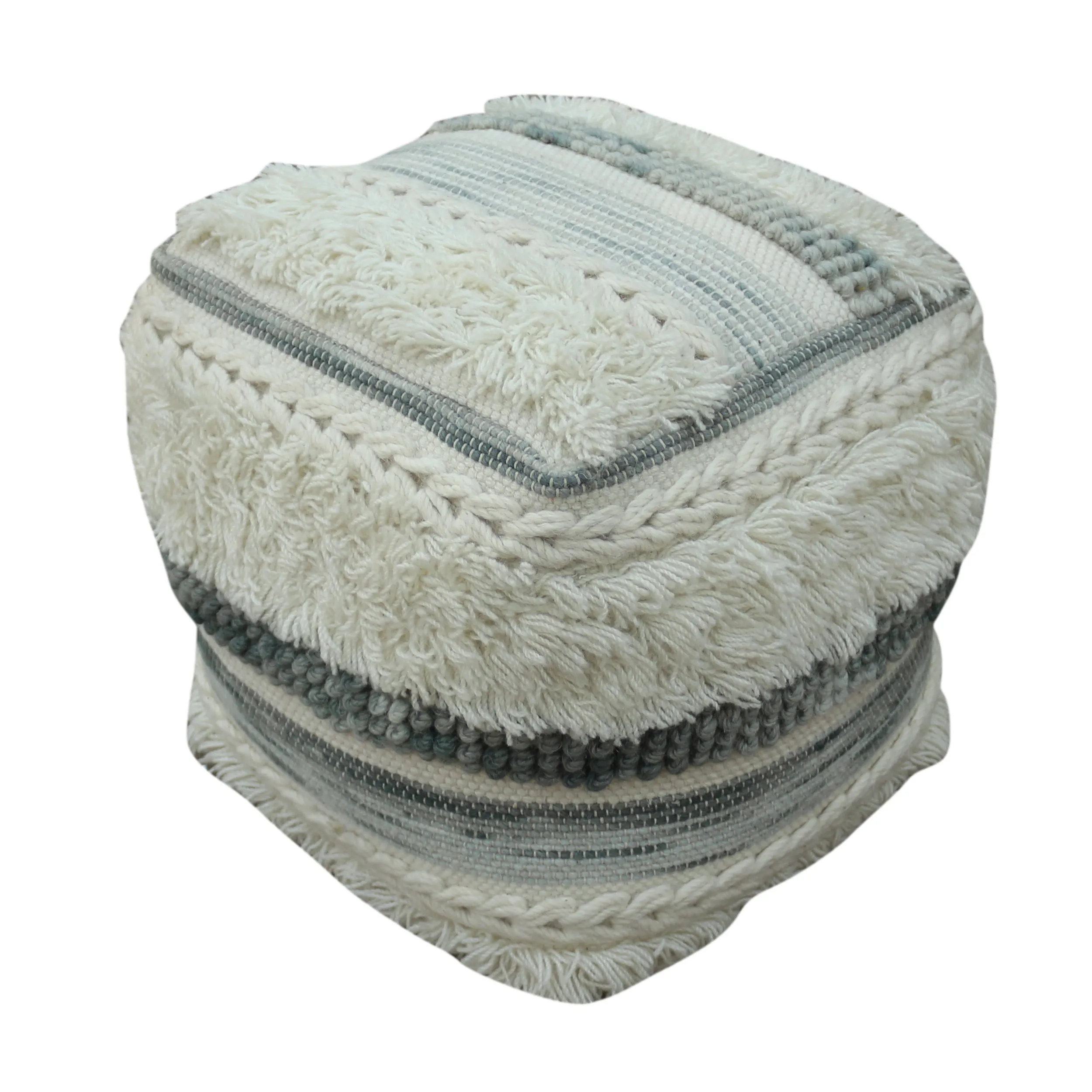 Curry Boho Wool Pouf