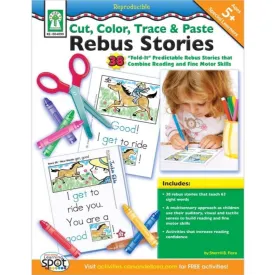 Cut, Color, Trace & Paste Rebus Stories Resource Book Grade Kinder-2