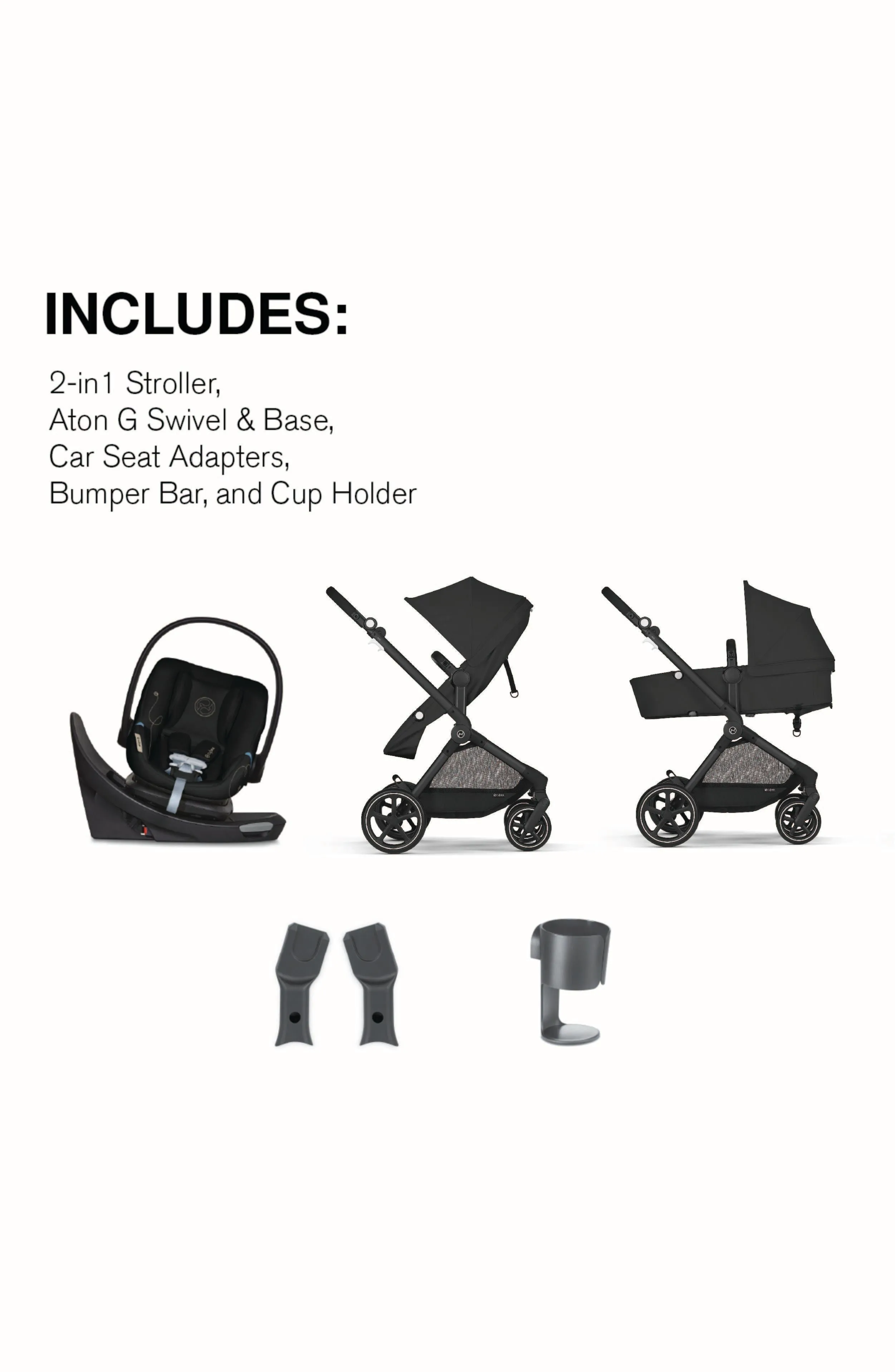 Cybex EOS 5-in-1 Travel System Stroller   Lightweight Aton G Swivel Infant Car Seat