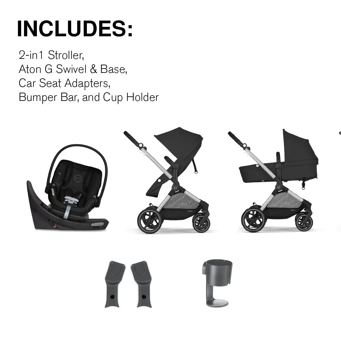 Cybex EOS 5-in-1 Travel System Stroller   Lightweight Aton G Swivel Infant Car Seat