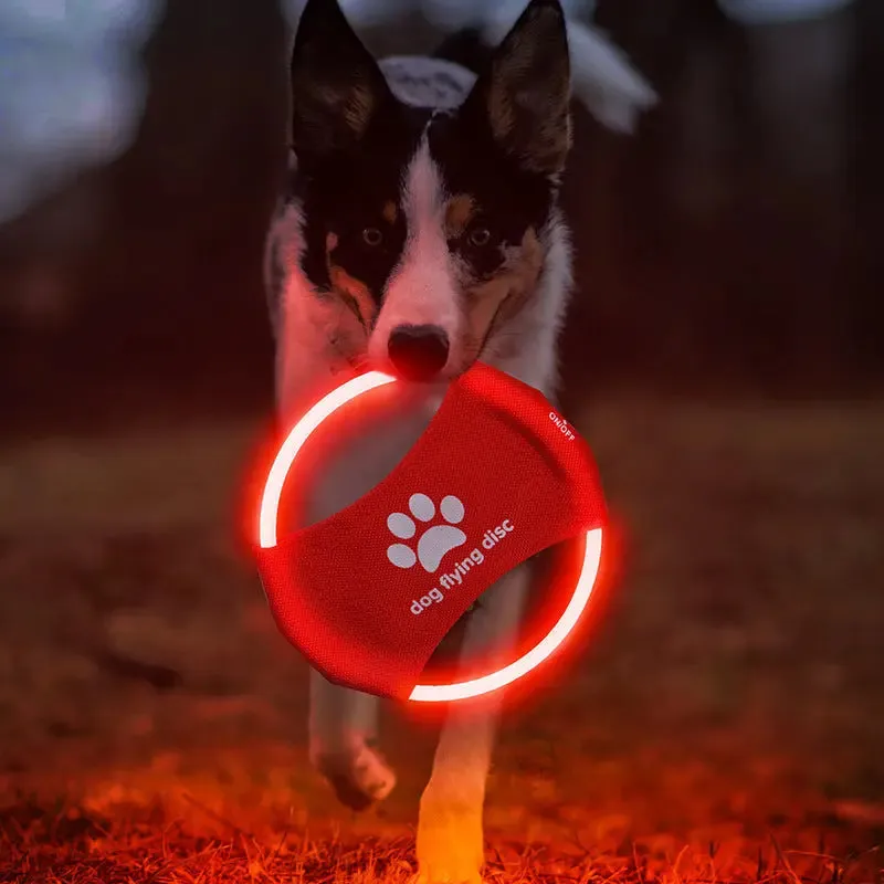 Dog Toys Flying Discs Frisbee Light Glowing LED Luminous