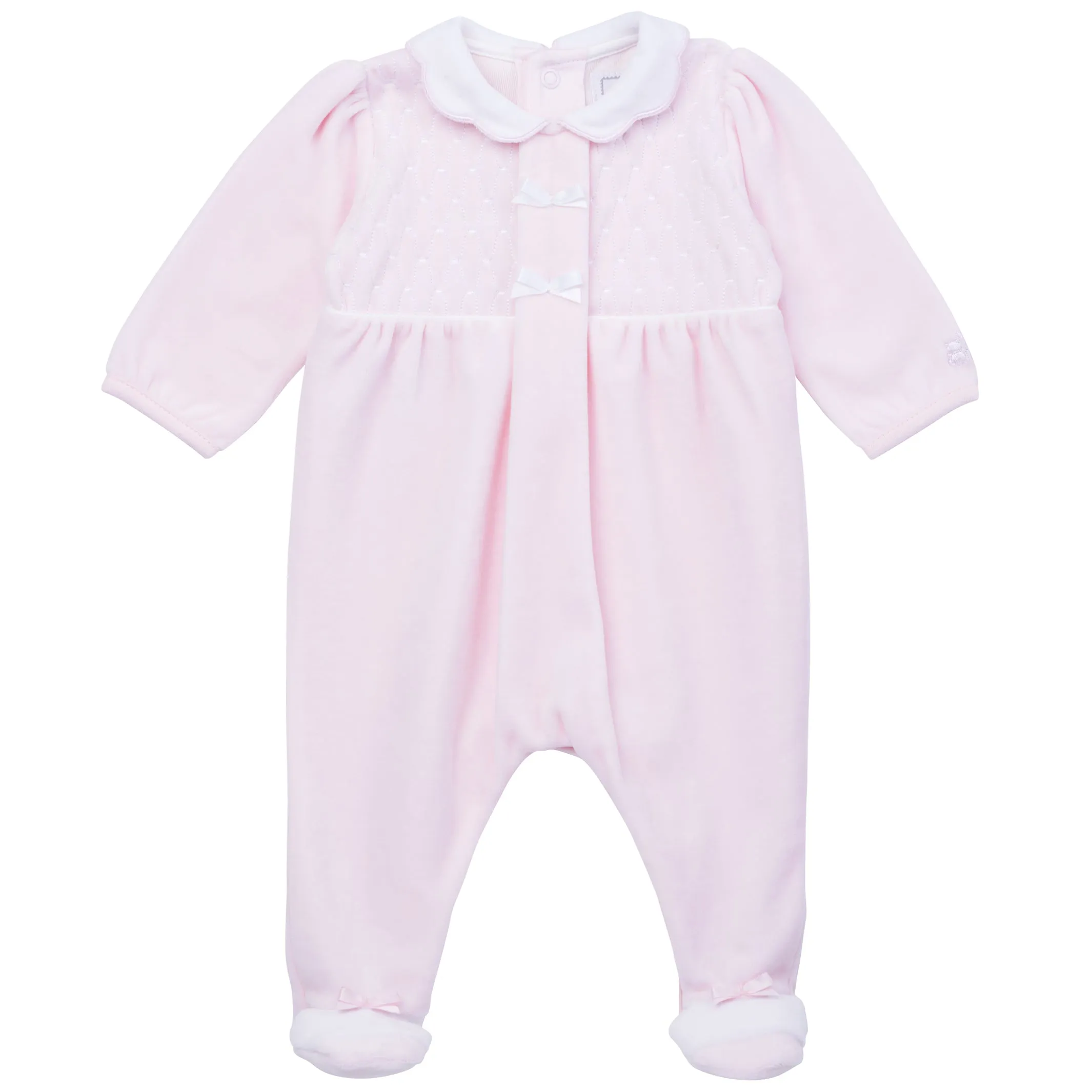 Emile et Rose 2596 Hattie - Pink Velour Babygrow