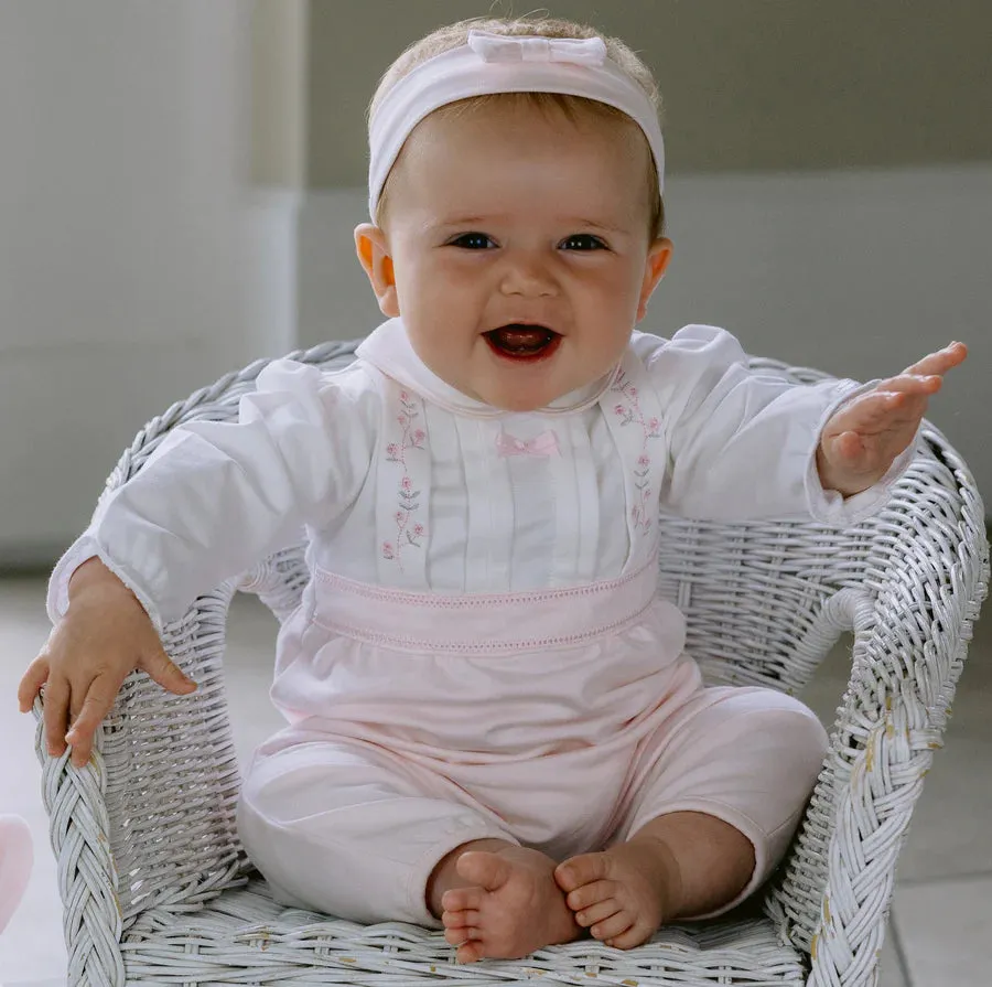 Emile et Rose - Pink and white all in one romper and headband, Florence