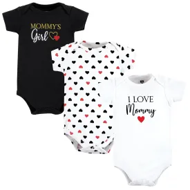 Hudson Baby Cotton Bodysuits, Girl Mommy Red Black 3Pk