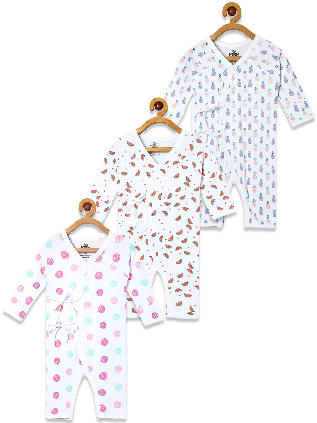 Jabla Infant Romper Combo Of 3: Fresh Slice For The Day-I Pine For You-Roses