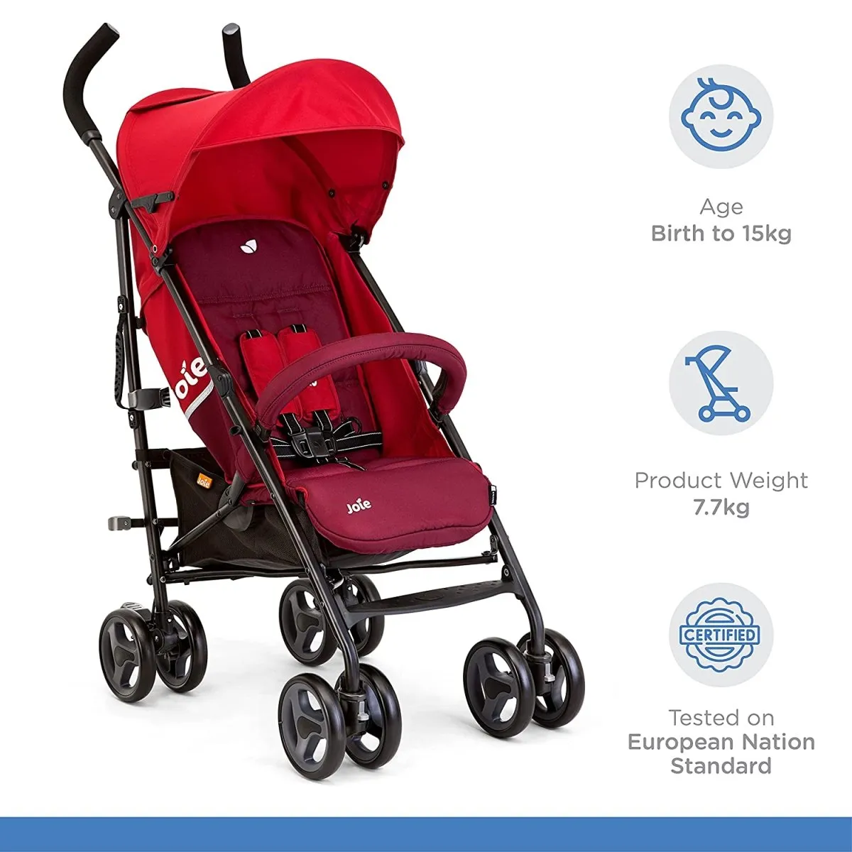 Joie Nitro lx Umbrella Stroller With Flat Reclining Seat- Cherry