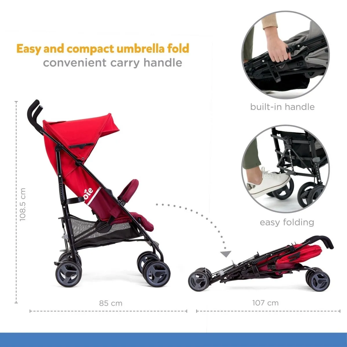 Joie Nitro lx Umbrella Stroller With Flat Reclining Seat- Cherry