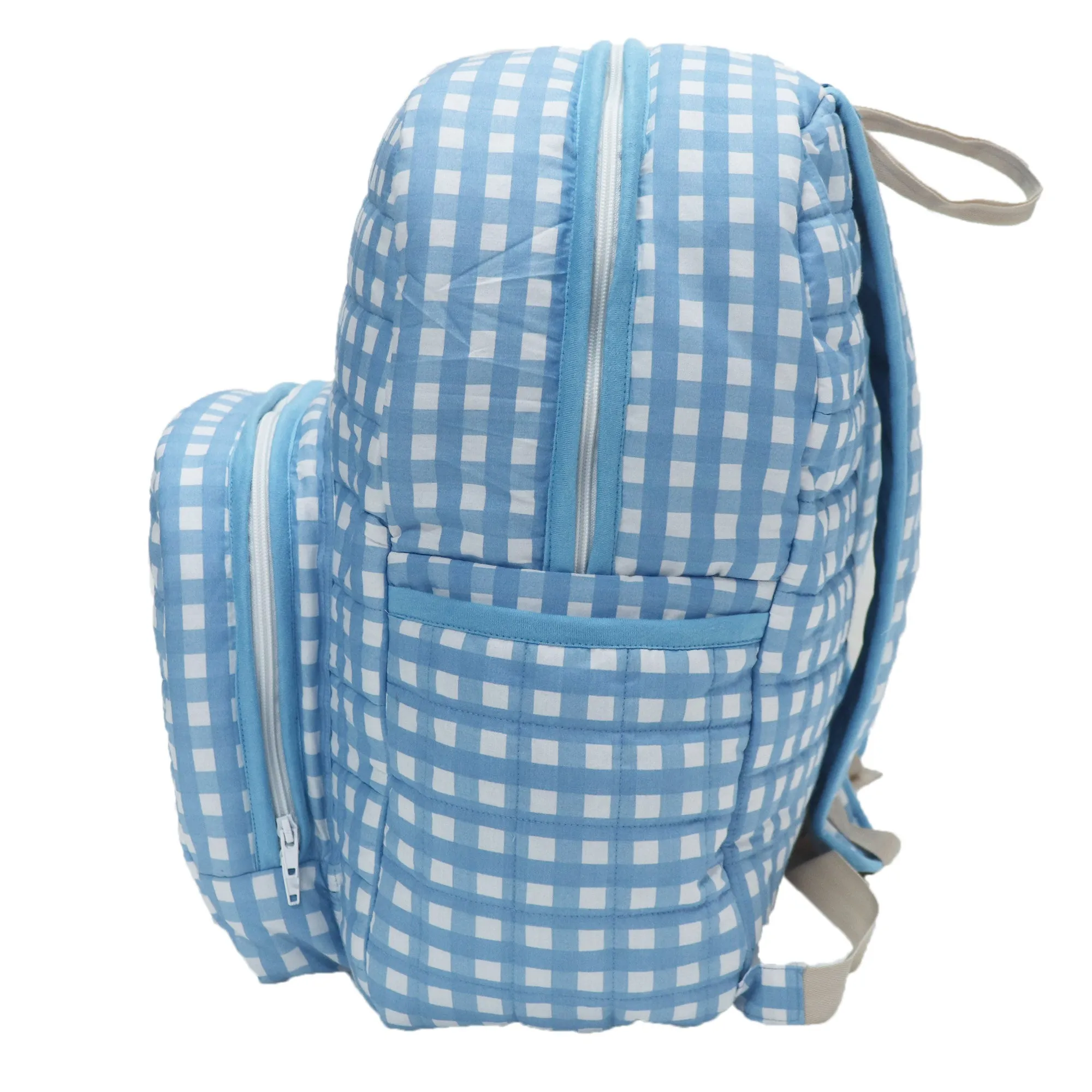 Kradyl Kroft Quilted Diaper Bag with Quilted Shoulder Straps (Blue Checks)