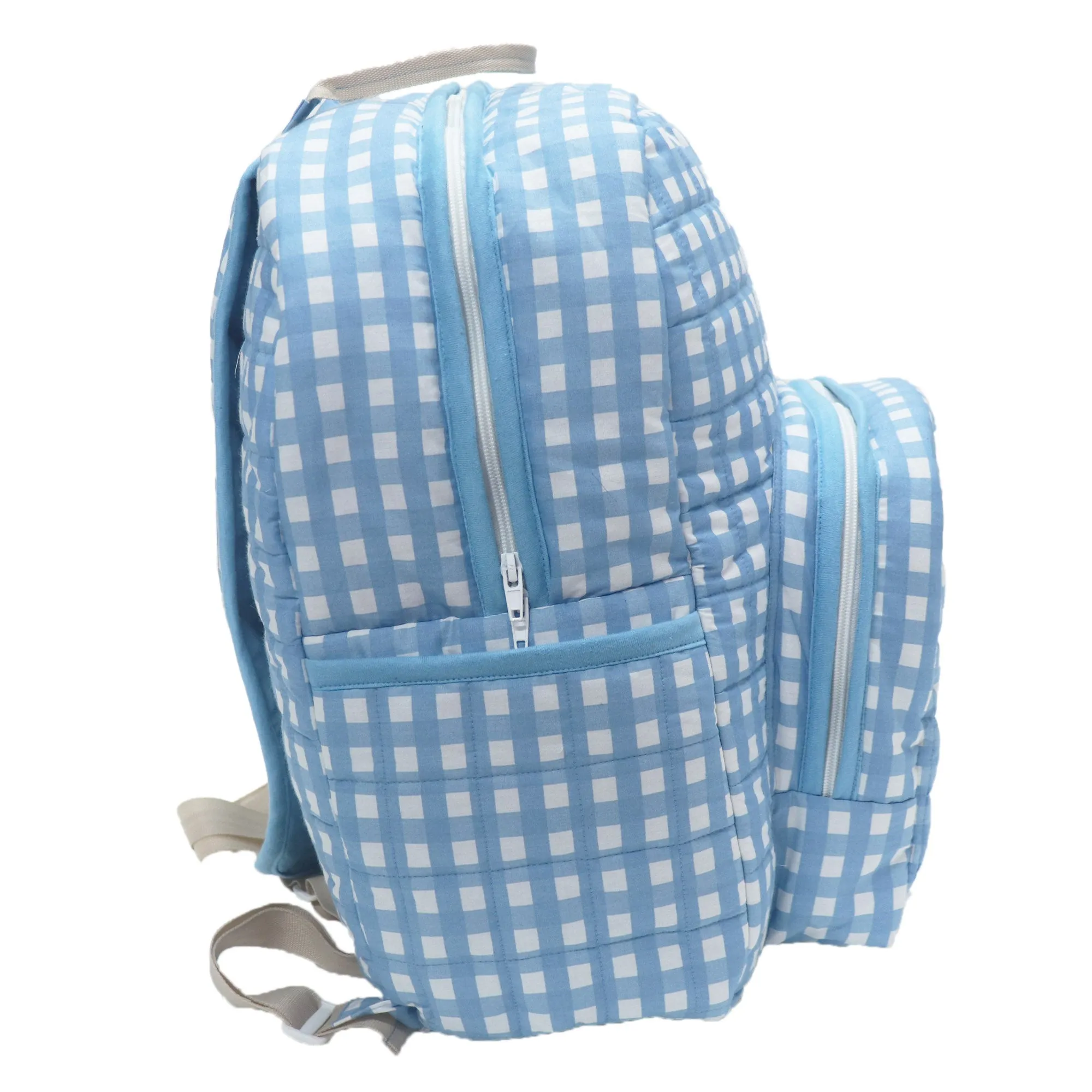 Kradyl Kroft Quilted Diaper Bag with Quilted Shoulder Straps (Blue Checks)