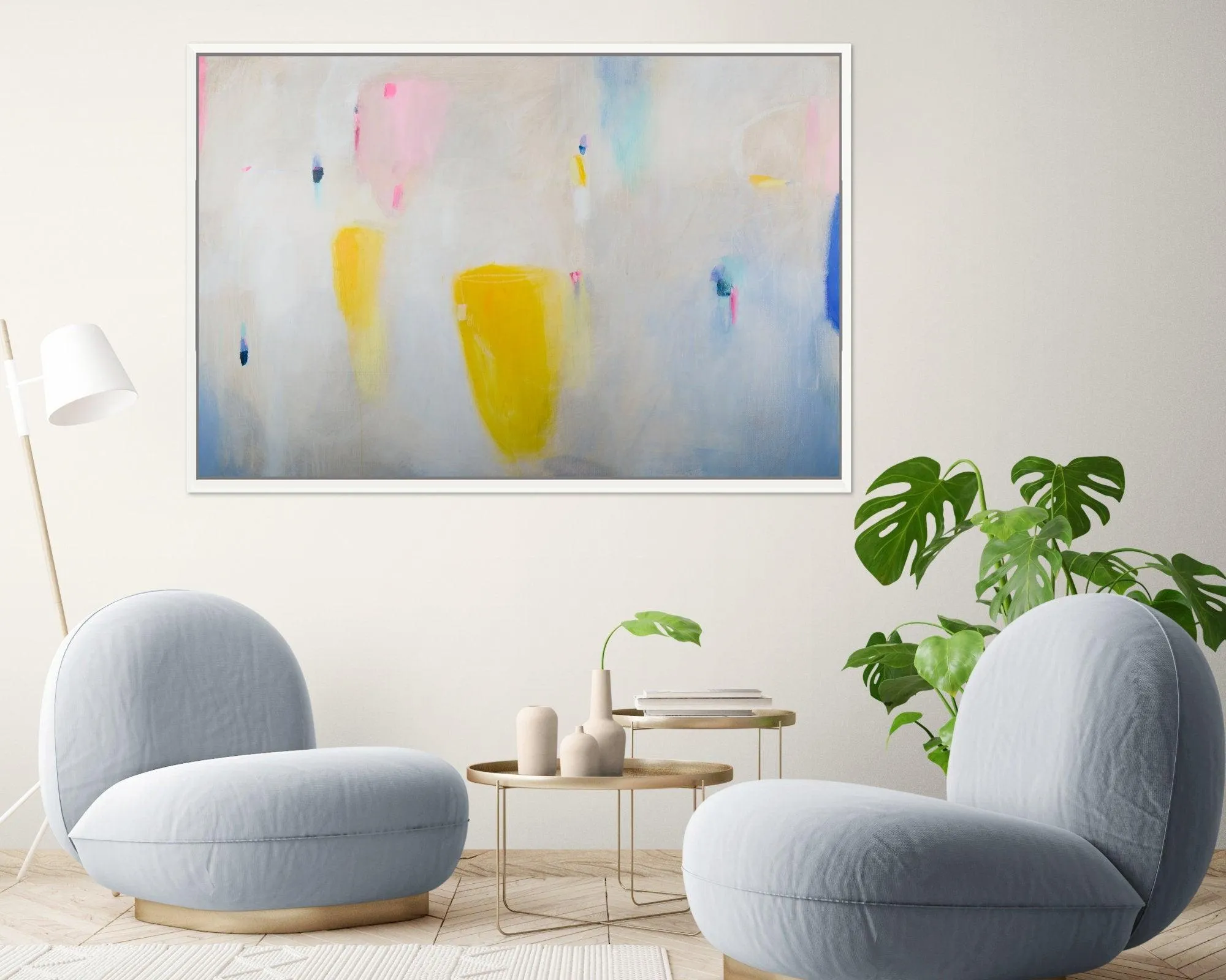 Large wall art large abstract painting print , white pink geometric abstract painting, giclee wall art