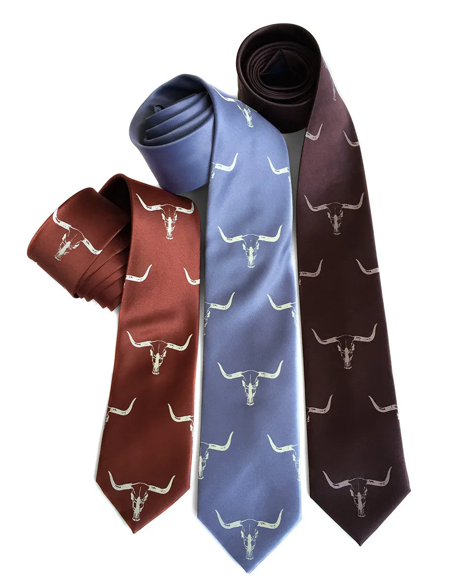 Longhorn Steer Skull Silk Necktie.