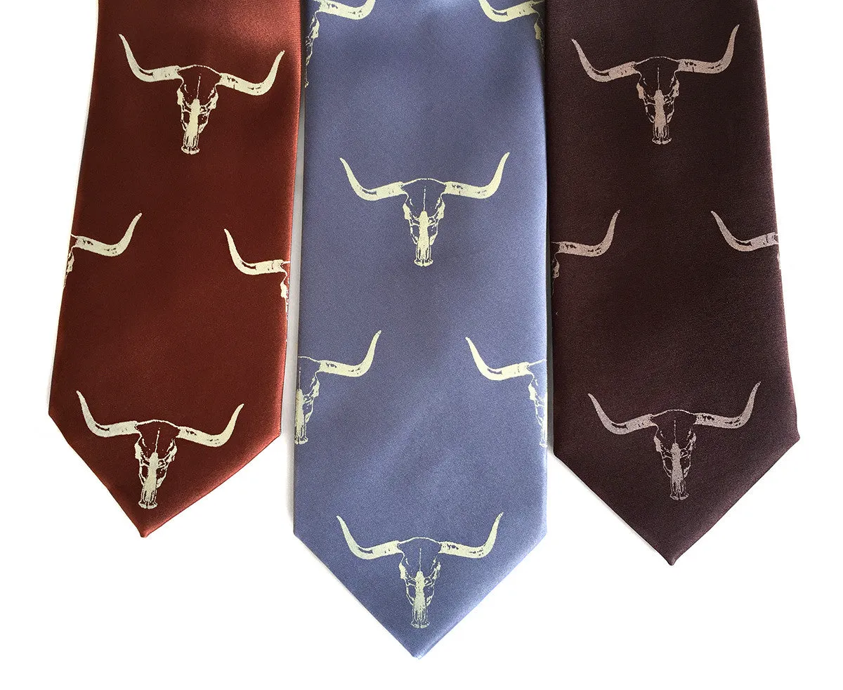 Longhorn Steer Skull Silk Necktie.