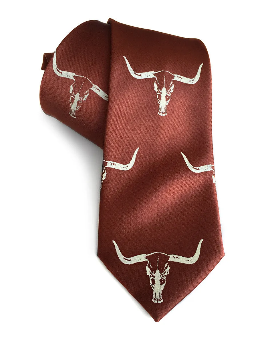 Longhorn Steer Skull Silk Necktie.