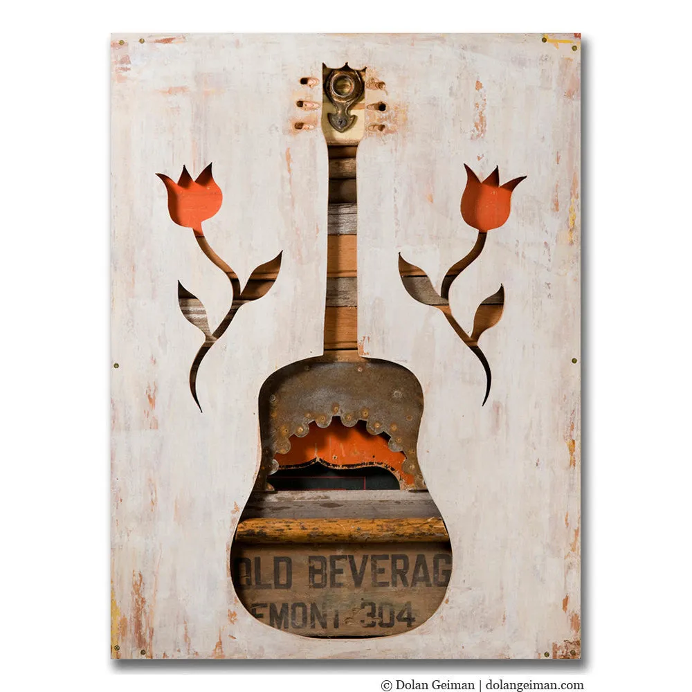 MADE IN THE SHADE GUITAR SILHOUETTE original mixed media wall art