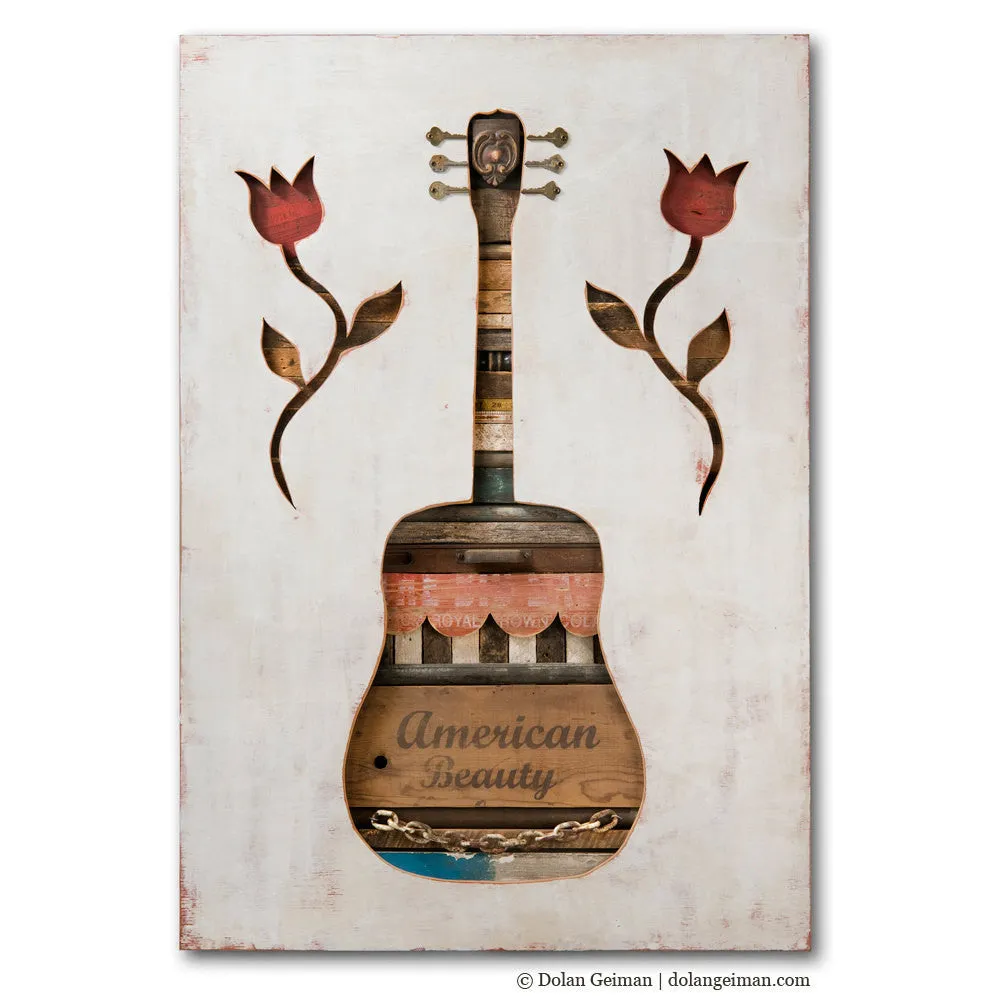 MADE IN THE SHADE GUITAR SILHOUETTE original mixed media wall art