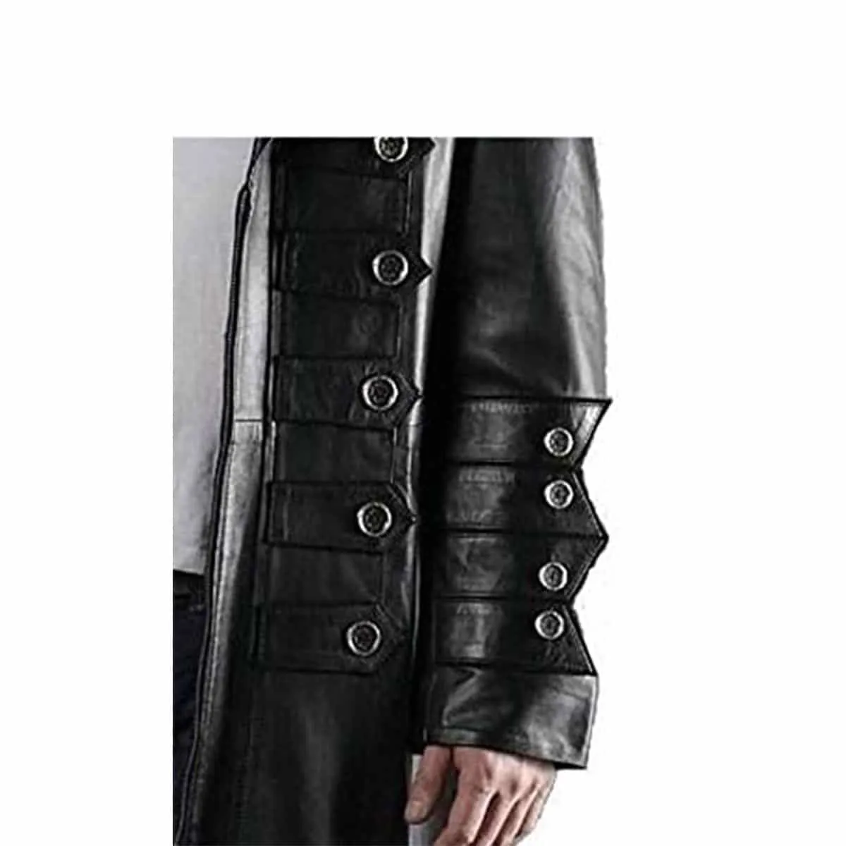 Mens Matrix Style Trench Coat Black Leather Gothic Steampunk - T4