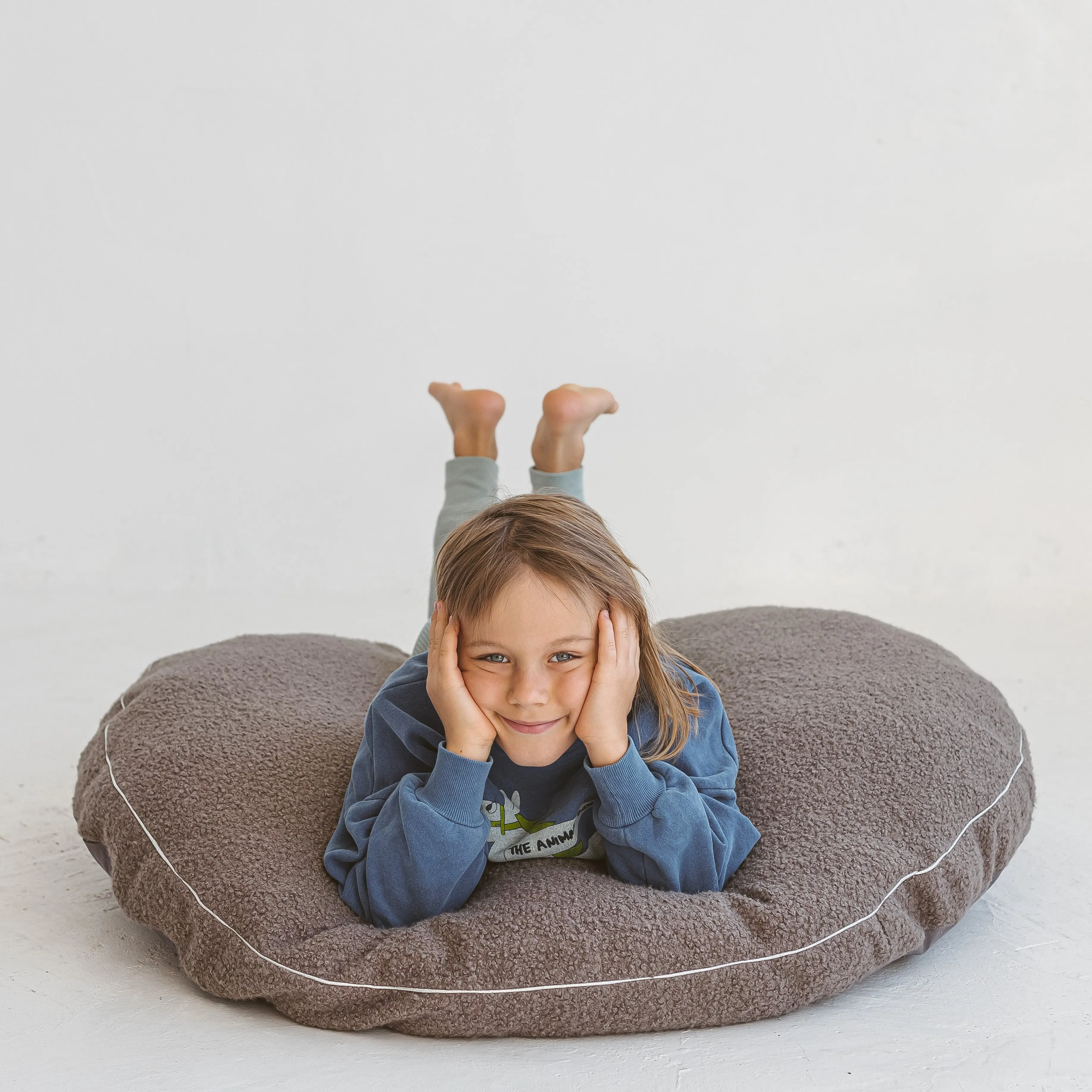 Minicamp Boucle Fabric Kids Floor Cushion In Grey