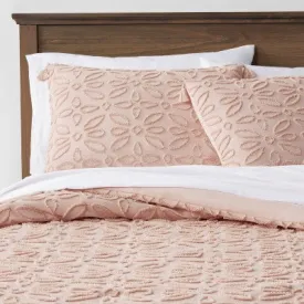 New - 7pc Full Clipped Jacquard Comforter & Sheet Set Blush - Threshold