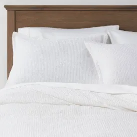 New - Threshold 3-Piece Cotton Waffle Comforter Set Waffle-Weave OEKO-TEX, White, King