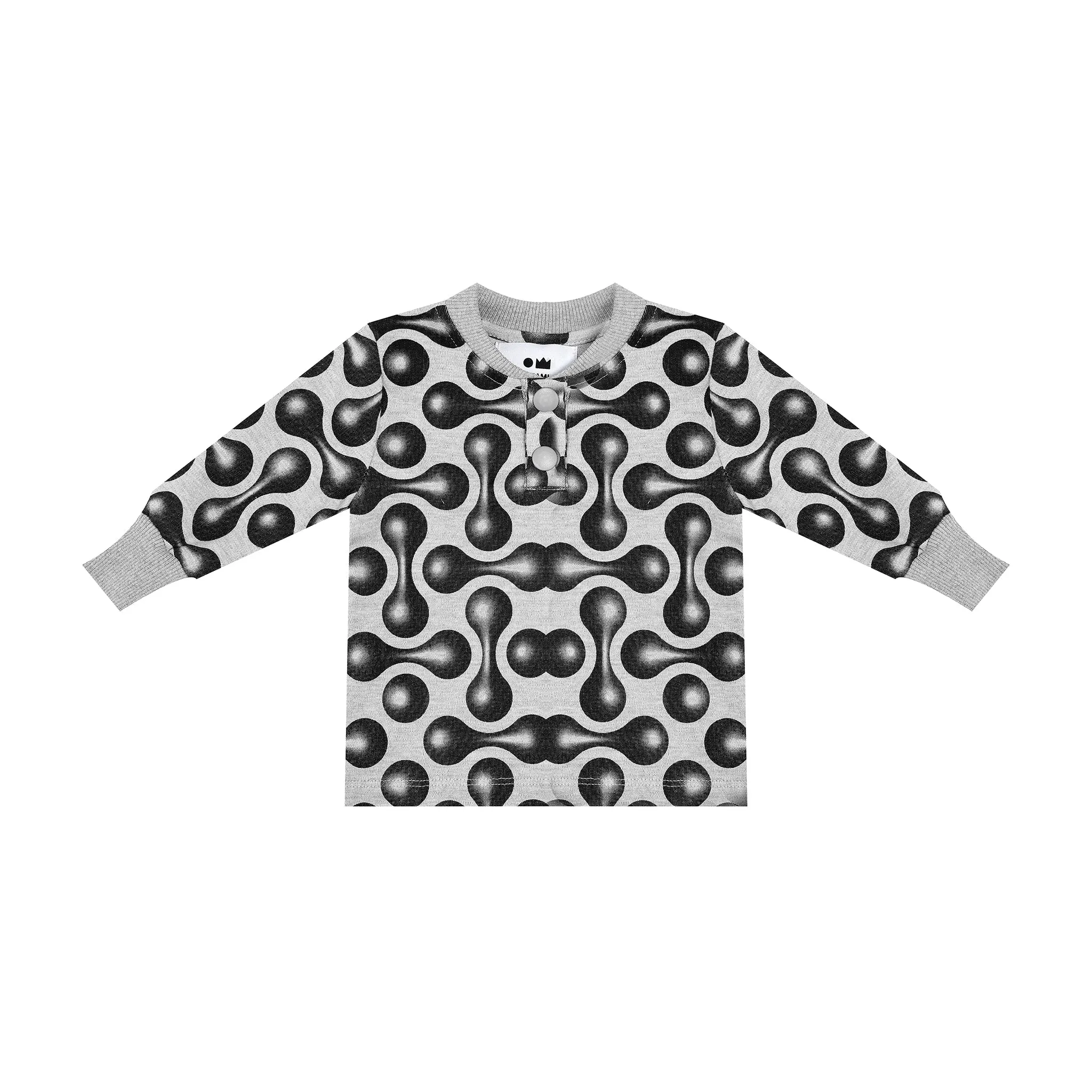 OM705-BABY LONGSLEEVE HENLEY-Light Grey