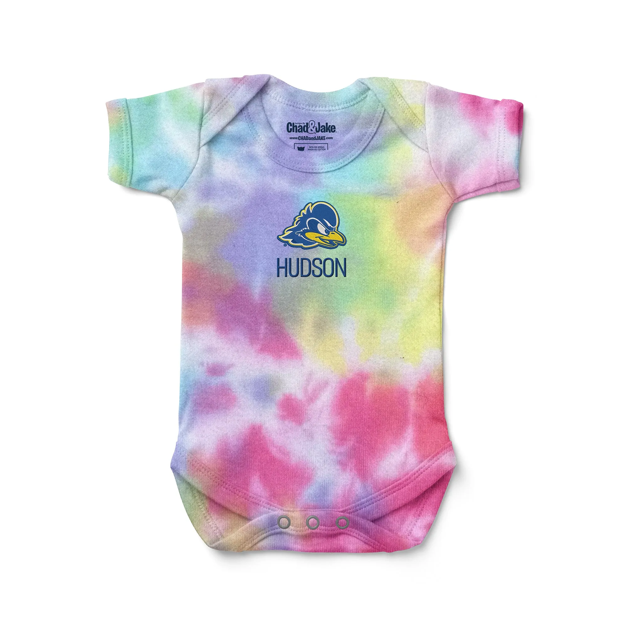 Personalized Delaware Fightin' Blue Hens Tie Dye Bodysuit