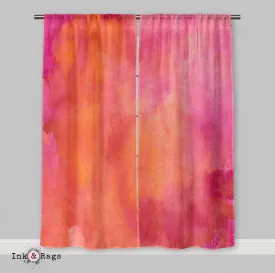 Pink Orange Watercolor Curtains