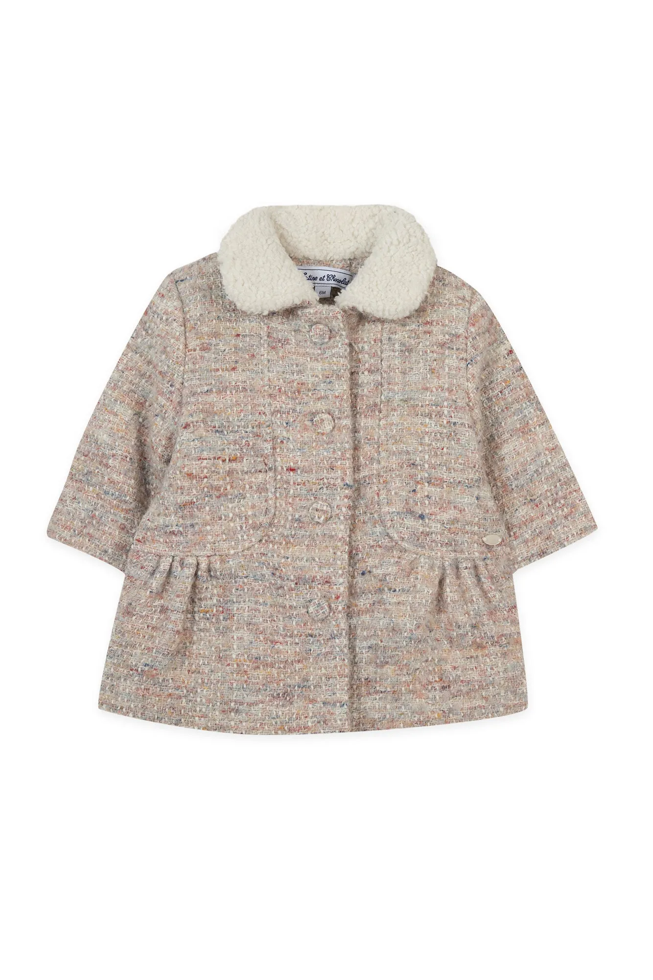 Pink Tweed Sherpa Collar Baby Coat