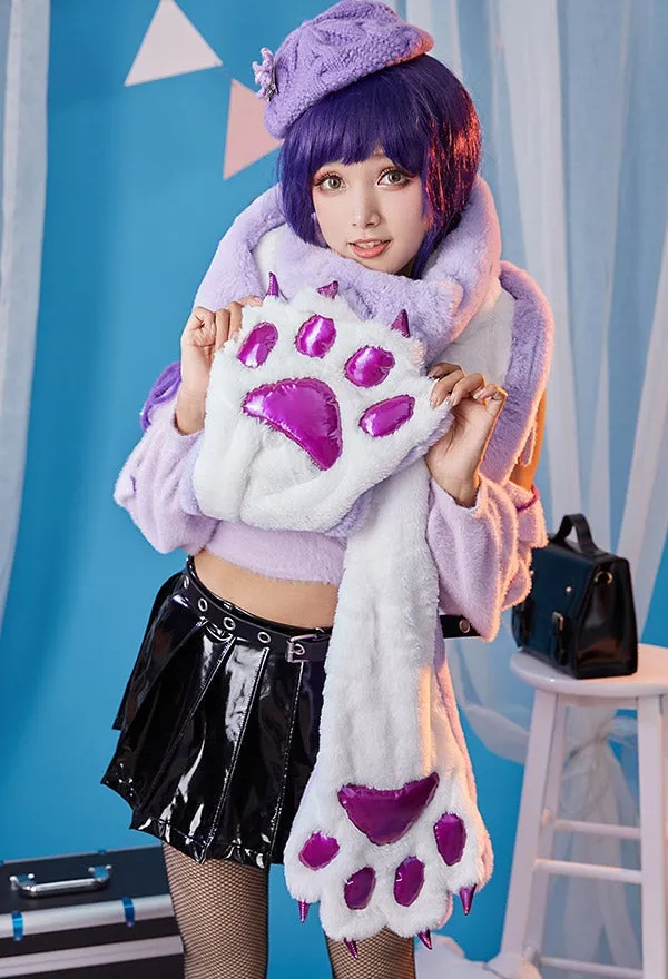 Purple Paw Plush Scarf