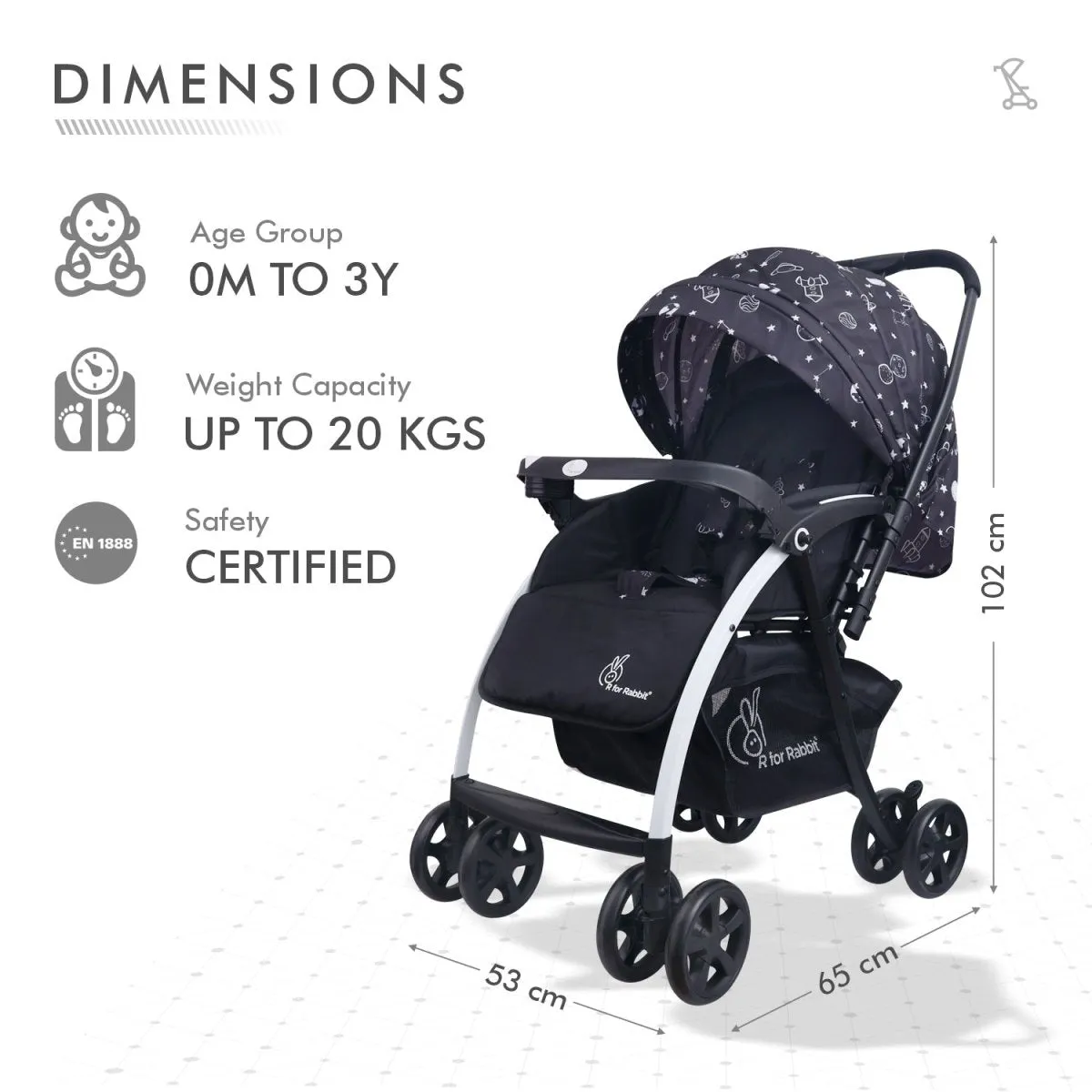 R for Rabbit Sugar Pop Stroller- Galaxy Black